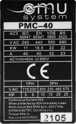 Stycznik 40A <br><span style="color: blue"><b>PMC-40</b></span> - obrazek 2